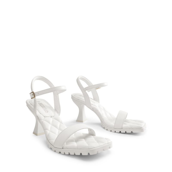 [Wonder Cloud] Athena Square Toe High Stiletto Heel Sandals - WHITE - 3